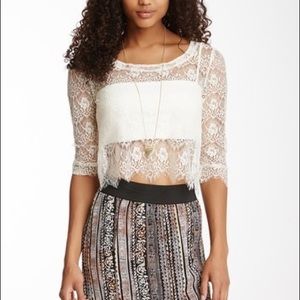 🤩Socialite Ivory Lace Crop Blouse